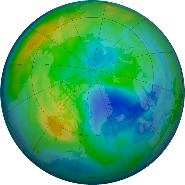 Arctic ozone map for 10 November 1983